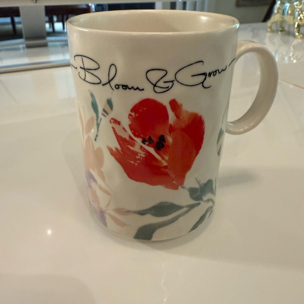 Anthropologie Bloom & Grow Mug - Red and Cream